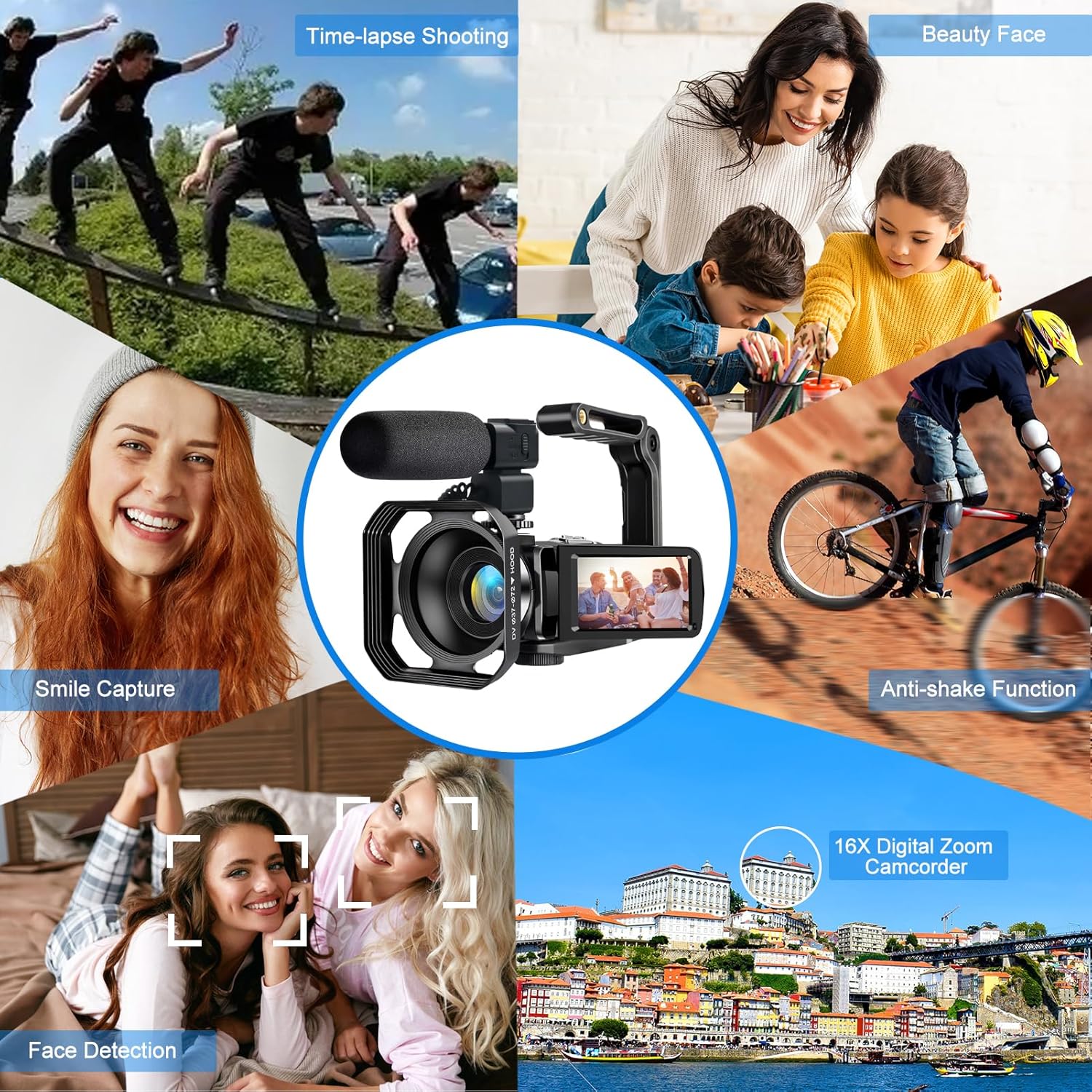 4K Video Camera, Camcorder 48MP Ultra HD WiFi Vlogging Camera for YouTube 18X Zoom 3.0" Touch Screen Digital Camera with Microphone, Stabilizer, Lens Hood, Remote, 2 Batteries - Image 6