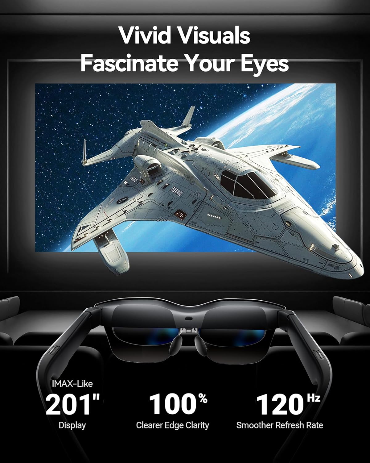 RAYNEO Air 2s AR/XR Glasses - 4 Speakers, 201" 120Hz 5000 Nits FHD OLED Display, AR XR Video Gaming Glasses, Smart Glasses for iPhone 16,15/Android/MAC/Switch/PS5/SteamDeck, Gift Ideas - 2024 New - Image 2