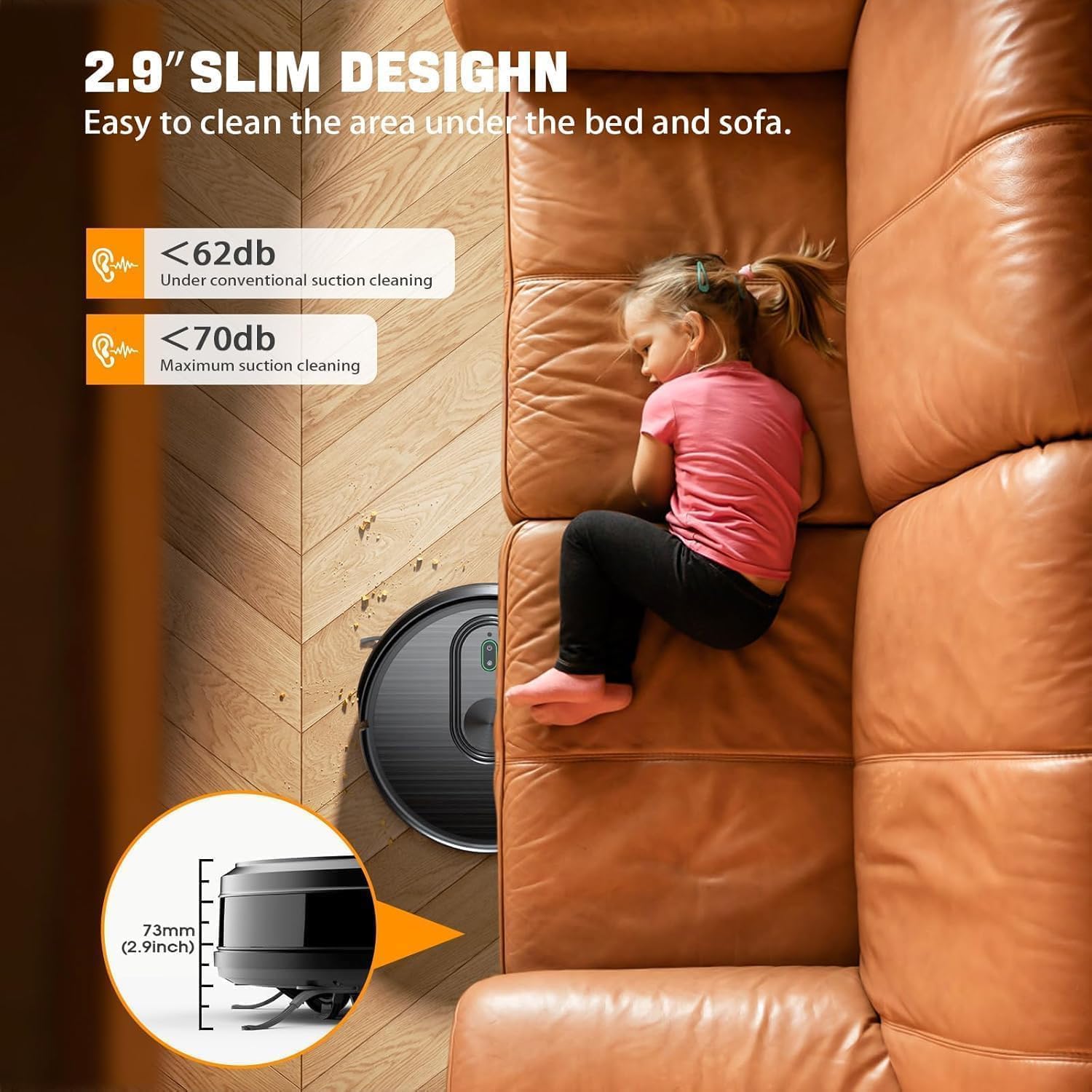 Robot Vacuum and Mop Combo, 2 in 1 Mopping Robot Vacuum Cleaner with Schedule, Wi-Fi/Voice/App, Strong Suction, Ease of Use, Self-Charging Robotic Vacuum, Slim, Ideal for Hard Floor, Pet Hair, Carpet - Image 7