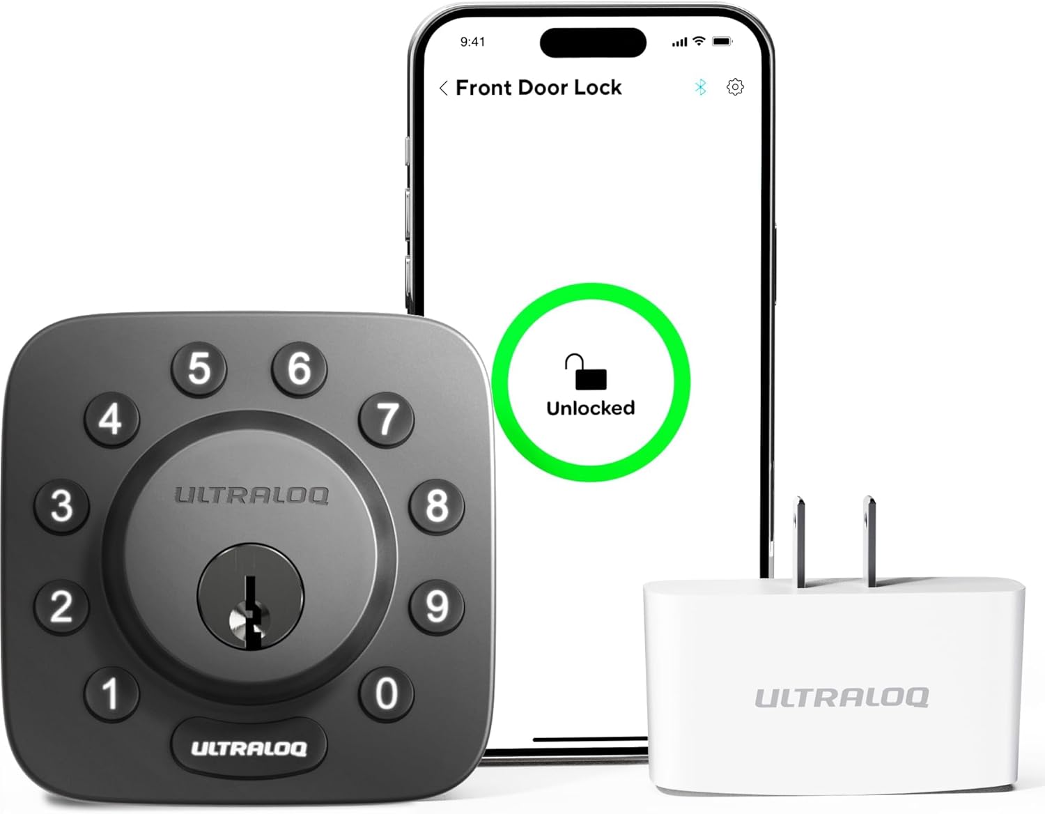 Smart Lock, ULTRALOQ U-Bolt + Bridge WiFi Adaptor, 5-in-1 Keyless Entry Door Lock with WiFi, App, Bluetooth and Keypad, Locks for Front Door, Deadbolt, ANSI Grade 1 Certified - Black - Image 4