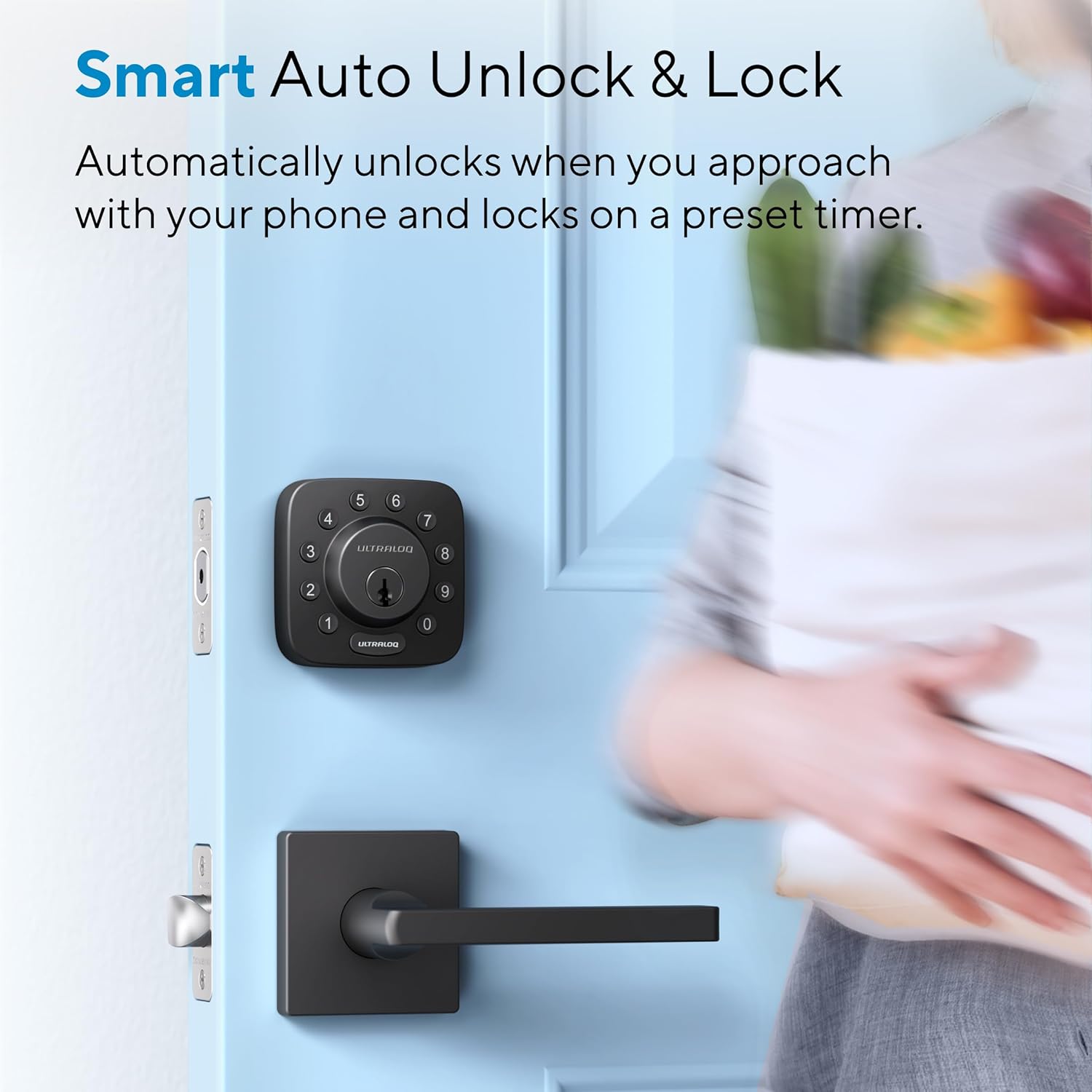 Smart Lock, ULTRALOQ U-Bolt + Bridge WiFi Adaptor, 5-in-1 Keyless Entry Door Lock with WiFi, App, Bluetooth and Keypad, Locks for Front Door, Deadbolt, ANSI Grade 1 Certified - Black - Image 5