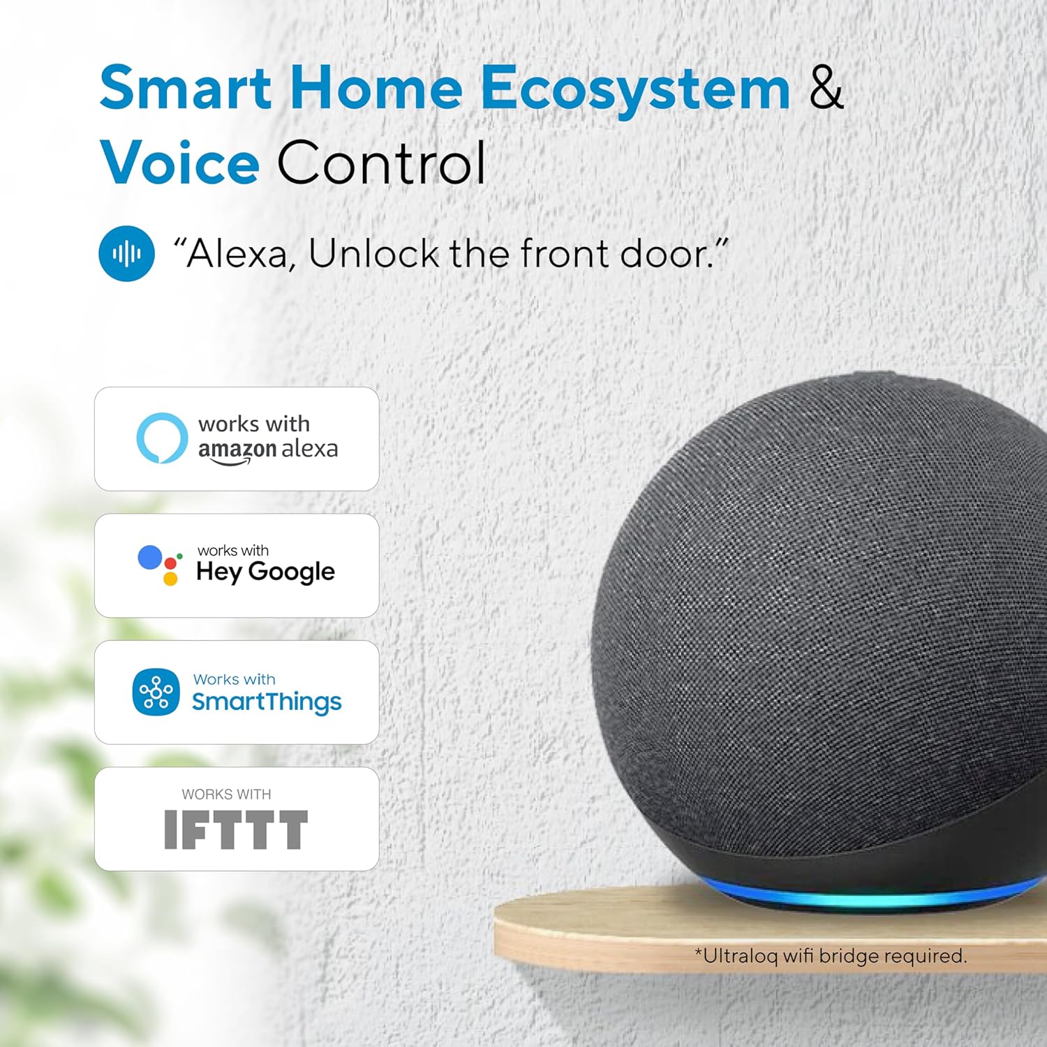 Smart Lock, ULTRALOQ U-Bolt + Bridge WiFi Adaptor, 5-in-1 Keyless Entry Door Lock with WiFi, App, Bluetooth and Keypad, Locks for Front Door, Deadbolt, ANSI Grade 1 Certified - Black - Image 6