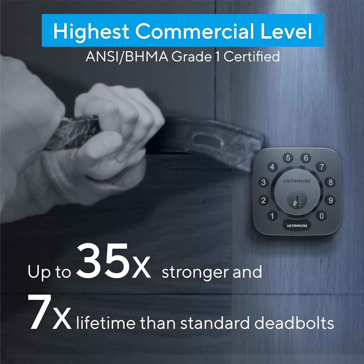 Smart Lock, ULTRALOQ U-Bolt + Bridge WiFi Adaptor, 5-in-1 Keyless Entry Door Lock with WiFi, App, Bluetooth and Keypad, Locks for Front Door, Deadbolt, ANSI Grade 1 Certified - Black - Image 10