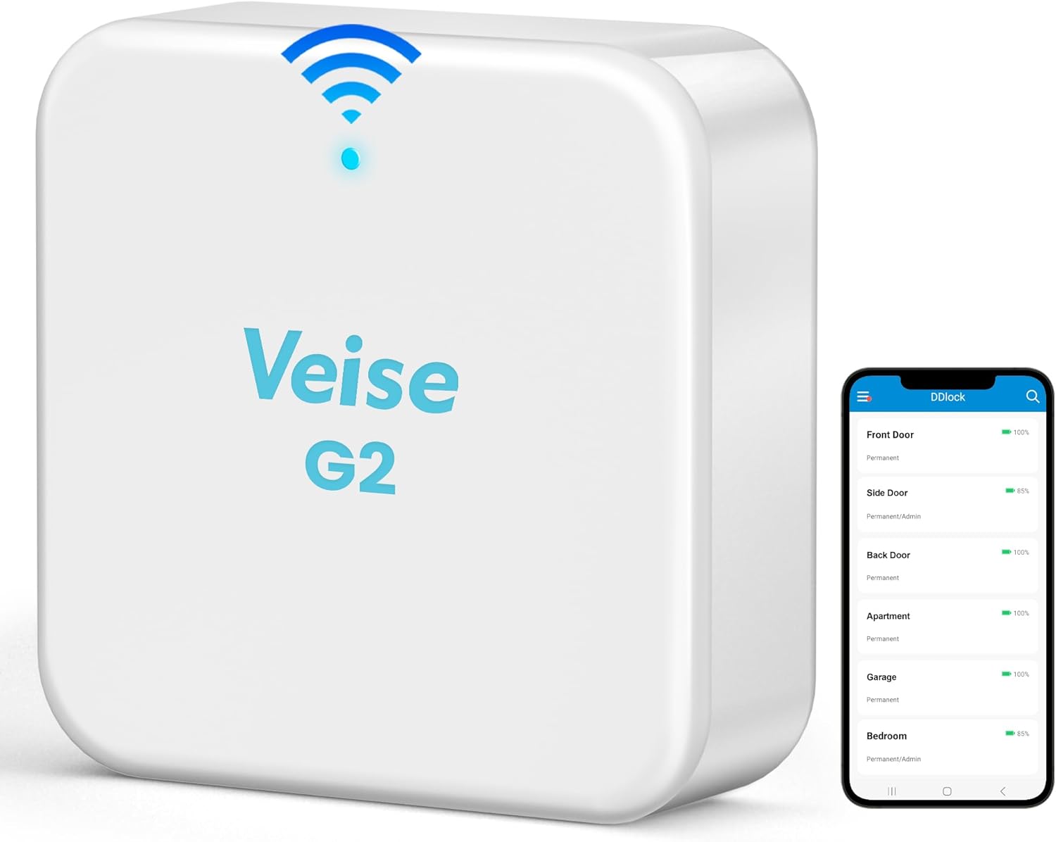 Veise G2 Gateway, Smart Lock WiFi Gateway, Paired with Smart Door Lock to Realize APP Remote Control, Compatible with DD Lock APP and TT Lock APP